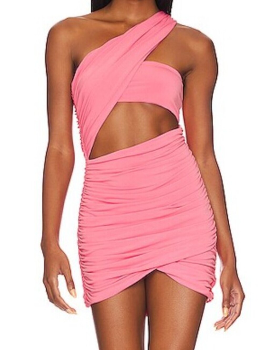 CAMILA COELHO Evie pink strappy one shoulder mini bodycon dress sz XS